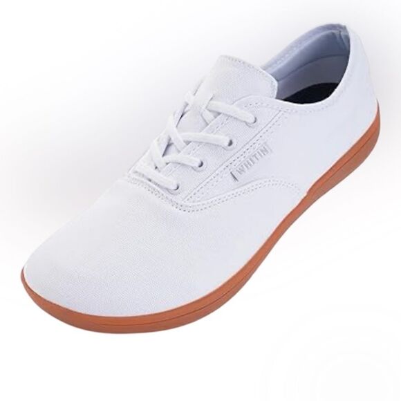 WHITIN White Wide Canvas Barefoot Sneakers | Zero Drop Sole | Minimalist Sz 10 W - Picture 2 of 16
